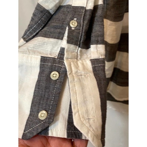 NEW Merona Button Up Tunic XXL Gray & White Striped 100% Cotton - Picture 3 of 5